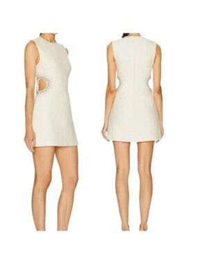 NWT A.L.C. Round Neckline Cut Out Side Sleeveless Mini Dress Cream Size: 2